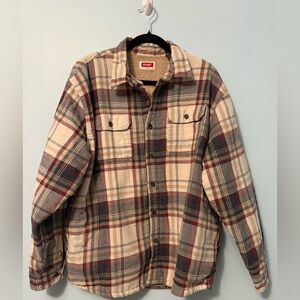 Wrangler Men’s Plaid Flannel Sherpa-Lined Jacket Size XL GUC